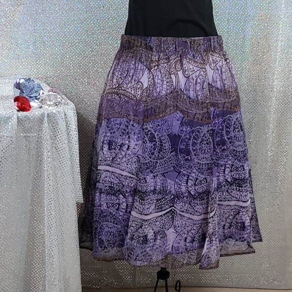 Ornate Purple Batik A-line Skirt - Picture 1 of 2